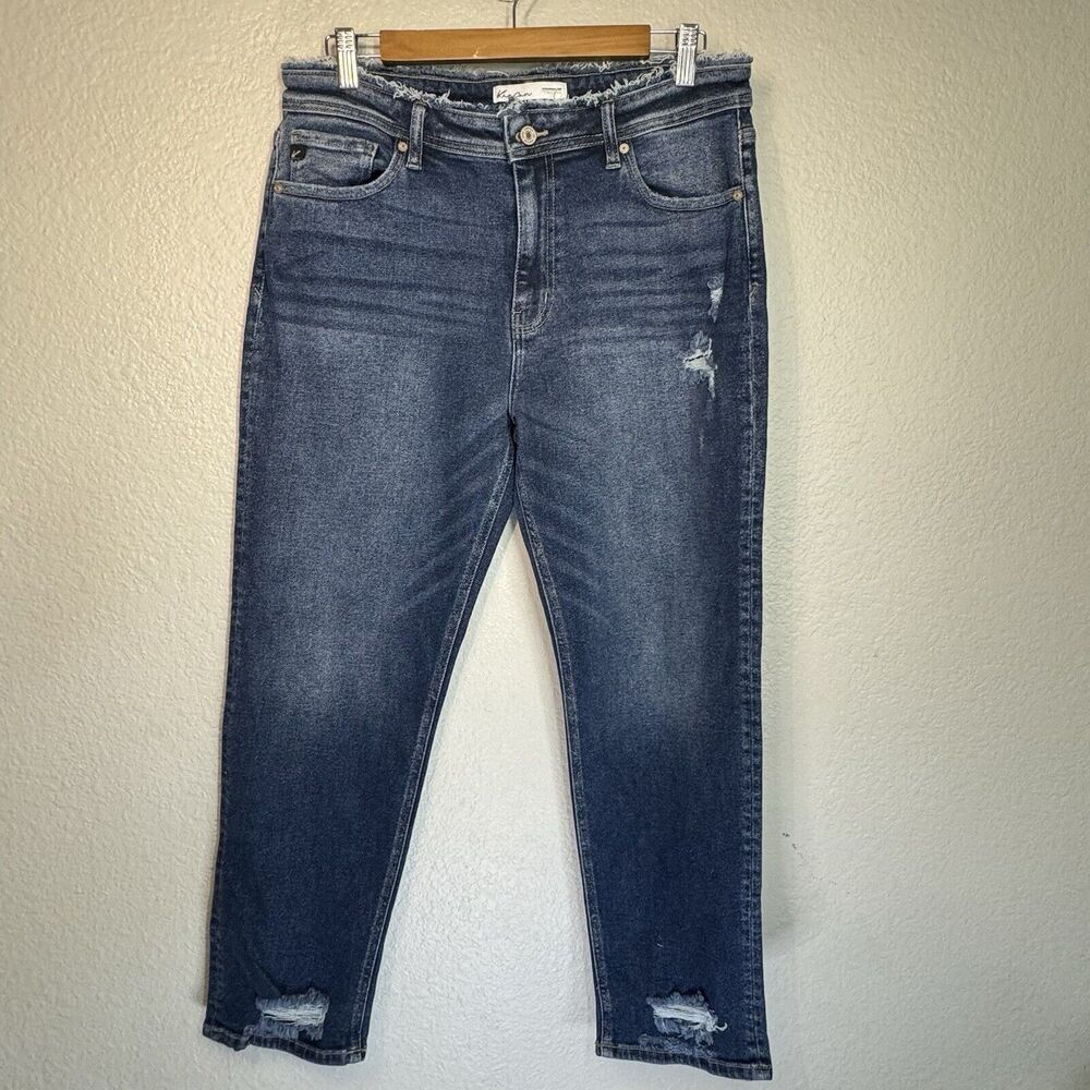 KanCan Jeans Women 29 Medium Wash High Rise Rolled Hem Boyfriend Straight 126100